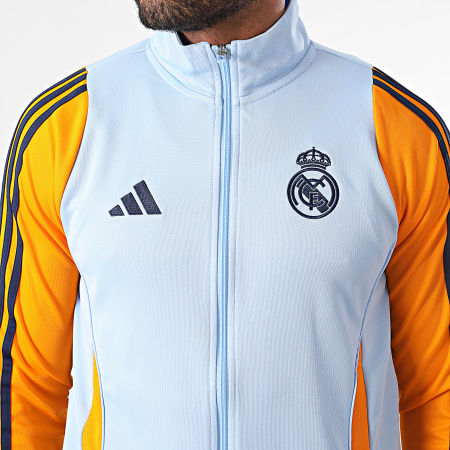 Adidas Sportswear - Veste Zippée A Bandes Real Madrid IT5131 Bleu Clair Jaune