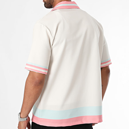 KZR - Camicia a maniche corte beige rosa azzurro