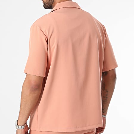KZR - Conjunto de camisa de manga corta y pantalón corto Salmón