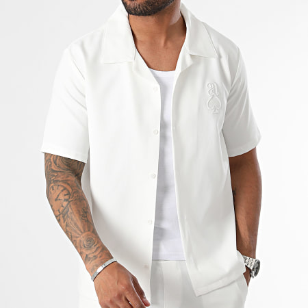 KZR - Ensemble Chemise Manches Courtes Et Short Jogging Blanc