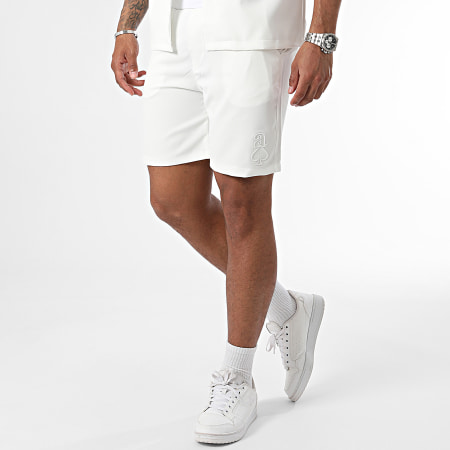 KZR - Conjunto de camisa blanca de manga corta y pantalón corto de jogging