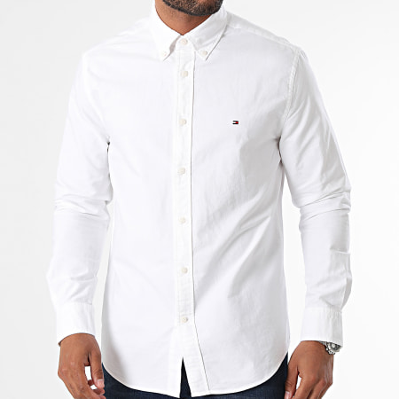 Tommy Hilfiger - Herencia Sólida Oxford 5774 Blanco Camisa de Manga Larga