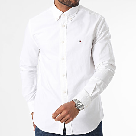 Tommy Hilfiger - Herencia Sólida Oxford 5774 Blanco Camisa de Manga Larga