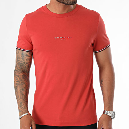Tommy Hilfiger - Slim Logo Tipped Tee Shirt 2584 Rojo
