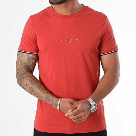 Tommy Hilfiger - Maglietta con logo Slim con punta 2584 rosso