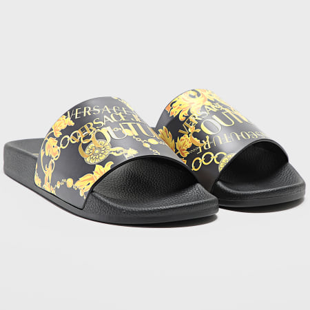 Versace Jeans Couture - Claquettes Fondo Slide 77YA3SQ4-ZS834 Negro Oro Renacimiento