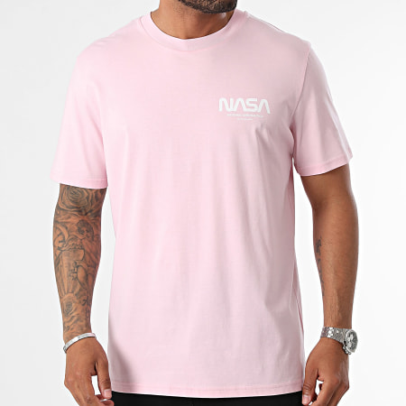 NASA - Tee Shirt Oversize Nasa Futuristic Rose Blanc