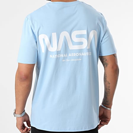 NASA - Oversize Nasa Futuristic Tee Shirt Light Blue White