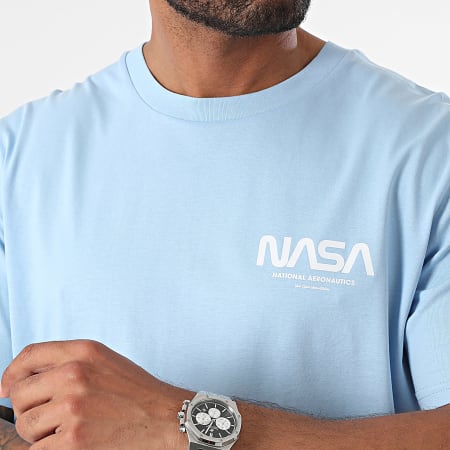 NASA - Tee Shirt Oversize Nasa Futuristic Bleu Clair Blanc