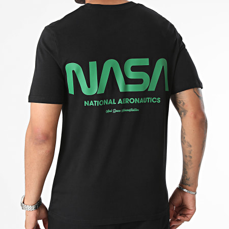 NASA - Conjunto de camiseta y pantalón corto futurista de la NASA con botella verde negra