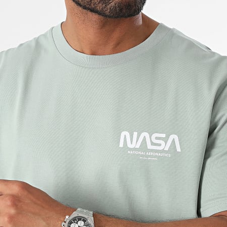 NASA - Tee Shirt Oversize Nasa Futuristic Vert Clair Blanc