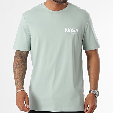 NASA - Maglietta oversize della Nasa Futuristica Verde chiaro Bianco