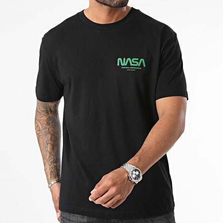 NASA - Tee Shirt Oversize Nasa Futuristic Noir Vert Bouteille