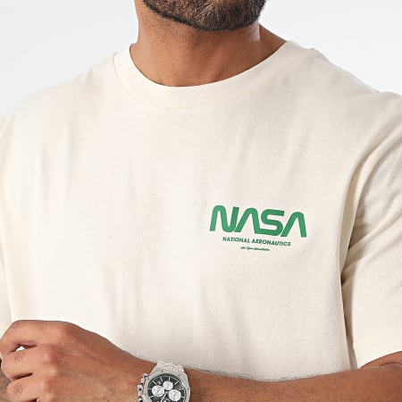 NASA - Conjunto de camiseta y pantalón corto futurista de la NASA en color beige y verde botella