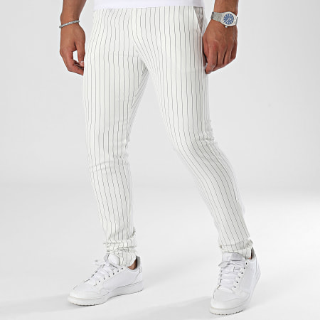 Uniplay - Pantaloni chino a righe bianche