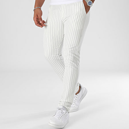 Uniplay - Pantalon Chino A Rayures Blanc