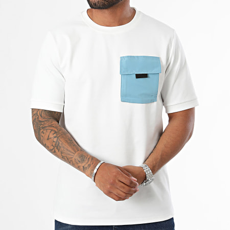 Uniplay - Tee Shirt Poche UNI-077 Blanc Bleu Clair