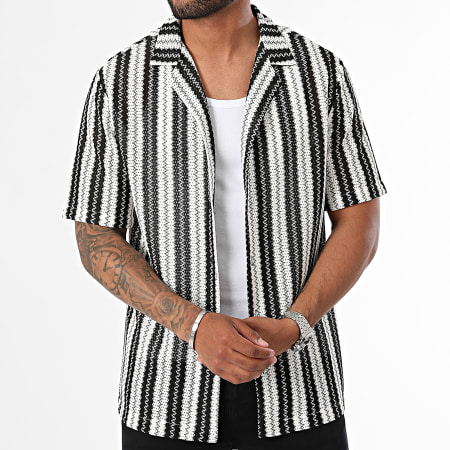 Uniplay - YC112 Camicia a maniche corte a righe bianche e nere