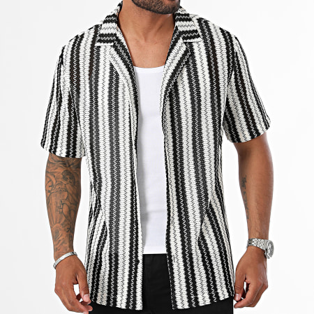 Uniplay - YC112 Camicia a maniche corte a righe bianche e nere