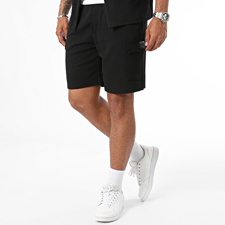 Uniplay - Conjunto de camisa de manga corta y pantalón corto UNI-076 Negro
