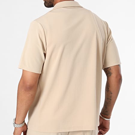 Uniplay - Conjunto de camisa de manga corta y pantalón corto UNI-076 Beige