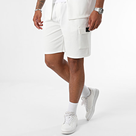 Uniplay - Conjunto de camisa de manga corta y pantalón corto UNI-076 Blanco