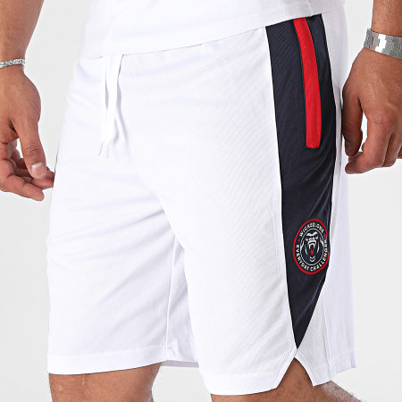 Wicked One - Short Jogging A Bandes Whaks Blanc Bleu Marine