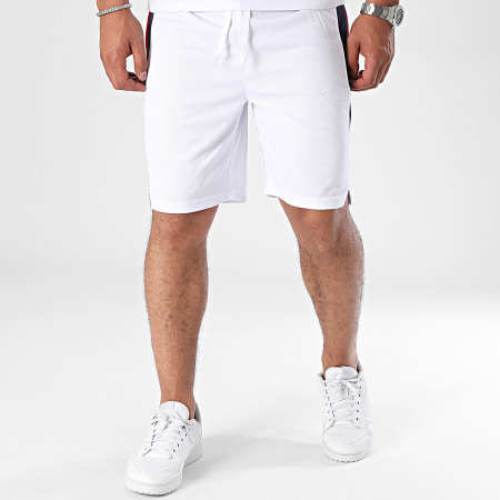 Wicked One - Short Jogging A Bandes Whaks Blanc Bleu Marine