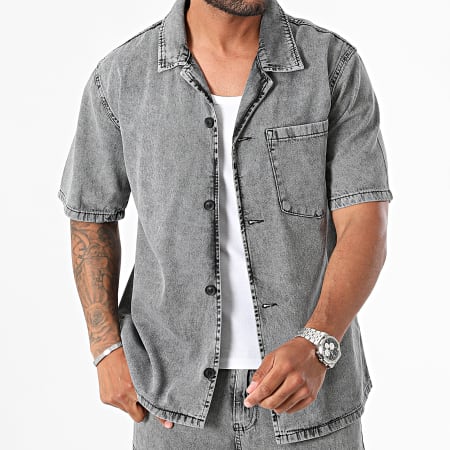 Ikao - Set camicia a maniche corte grigia e pantaloncini Jean