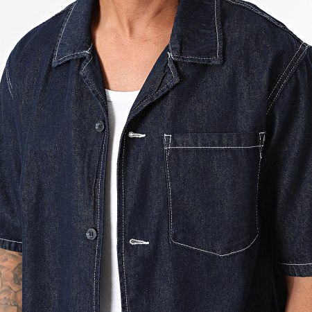 Ikao - Blauw denim shirt met korte mouwen en korte broek