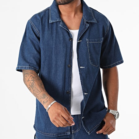 Ikao - Ensemble Chemise Manches Courtes Et Short Jean Bleu Denim