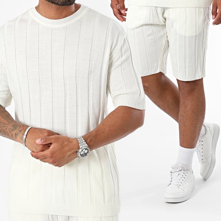 Ikao - Conjunto de camiseta blanca y pantalón corto de jogging