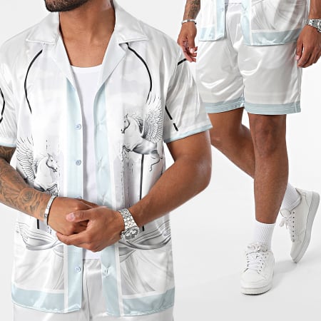 Ikao - Set camicia a maniche corte e pantaloncini da jogging grigio chiaro