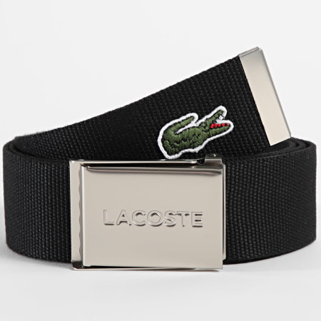 Lacoste - Cinturón Placa Con Logo Cocodrilo Bordado L1212 Negro