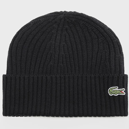 Lacoste - Gorro negro con logotipo bordado de cocodrilo