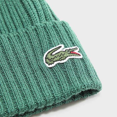 Lacoste - Gorro verde con logotipo bordado de cocodrilo