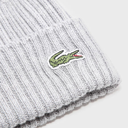Lacoste - Gorro con logotipo bordado en cocodrilo gris brezo