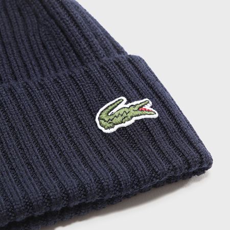 Lacoste - Gorro con logo bordado de cocodrilo azul marino