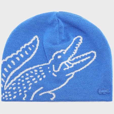 Lacoste - Bonnet Big Logo Et Broderie Crocodile Bleu Roi