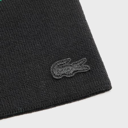 Lacoste - Bonnet Big Logo Et Broderie Crocodile Noir