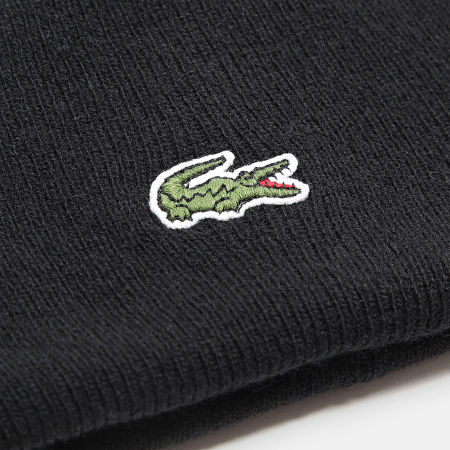 Lacoste - Gorro negro con logotipo bordado de cocodrilo