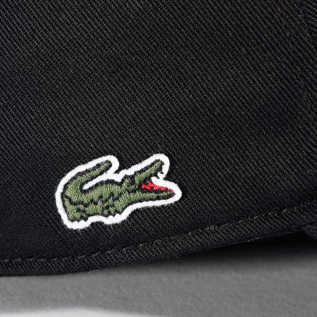 Lacoste - Gorra de cocodrilo bordada con logotipo lateral Negro