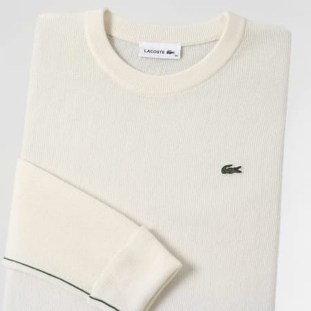 Lacoste - Pull Femme Logo Brodé Crocodile Beige