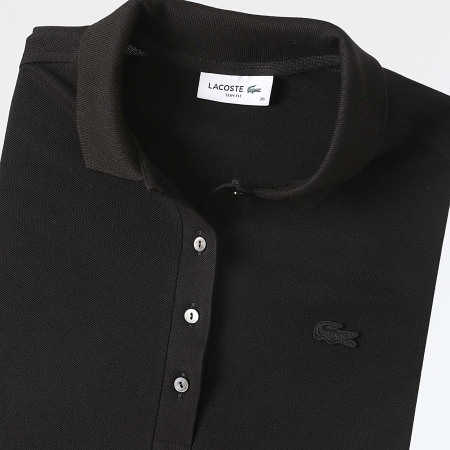 Abito Polo da donna con logo coccodrillo ricamato tono su tono nero