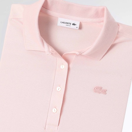 Robe Polo Femme Logo Brode Crocodile Ton Sur Ton Rose