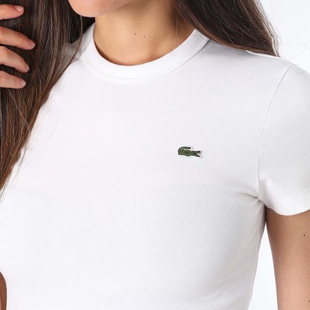 Lacoste - Maglietta da donna con logo coccodrillo ricamato, bianco