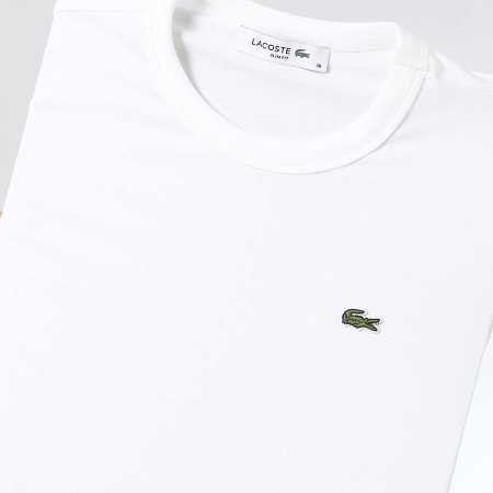Lacoste - Tee Shirt Femme Logo Brodé Crocodile Blanc