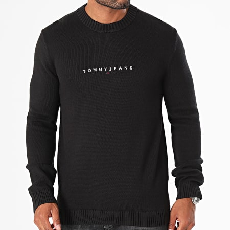 Tommy Jeans - Maglione sottile con logo lineare 8595 nero