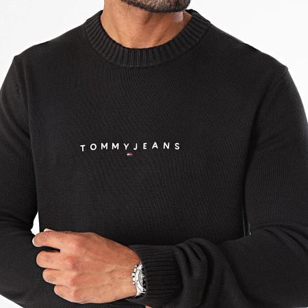 Tommy Jeans - Maglione sottile con logo lineare 8595 nero