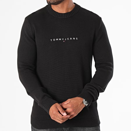 Tommy Jeans - Maglione sottile con logo lineare 8595 nero